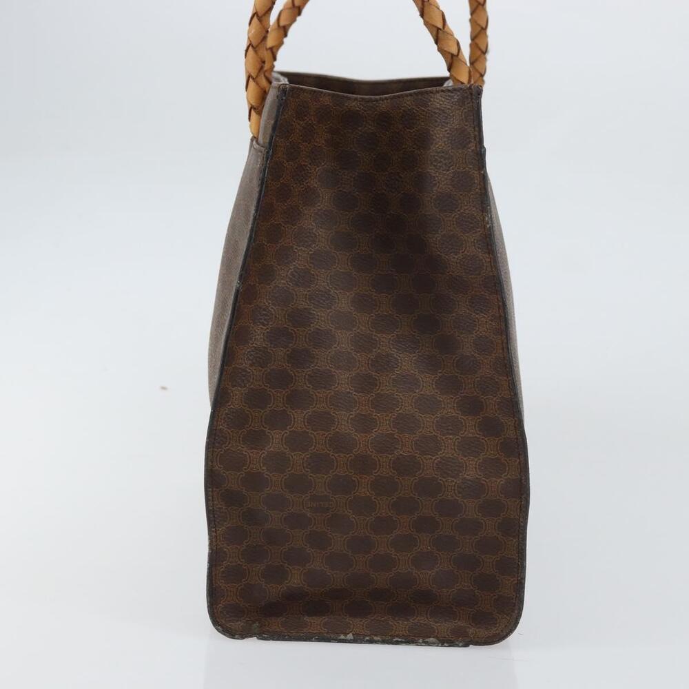 CELINE Macadam Canvas Hand Bag PVC Leather Brown Gold Auth 161051 - Picture 3 of 16